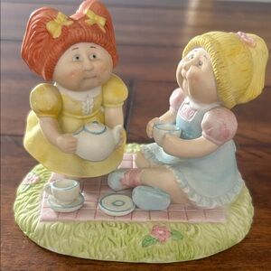 1984 Charming Vintage Cabbage Patch Kids Tea Party Figurine - Yellow and Blue